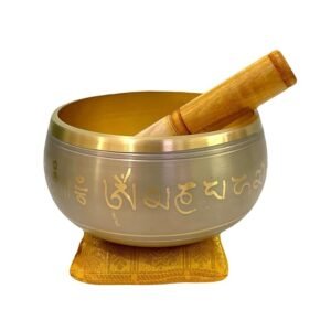 Brass Sound Singing Bowl for stress relief Meditation with striker stick Bell Sound (5"X3" Grey)